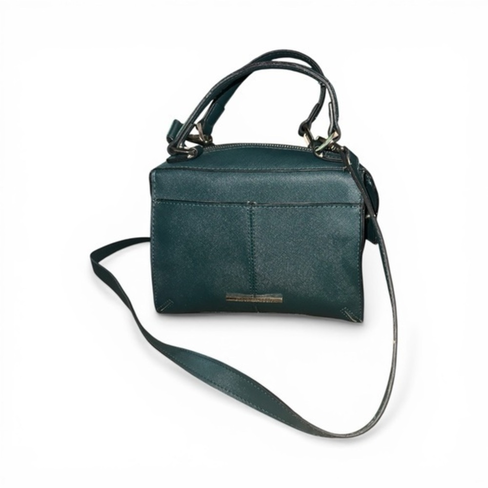 Compact Green Leather Crossbody Bag with Top Handles